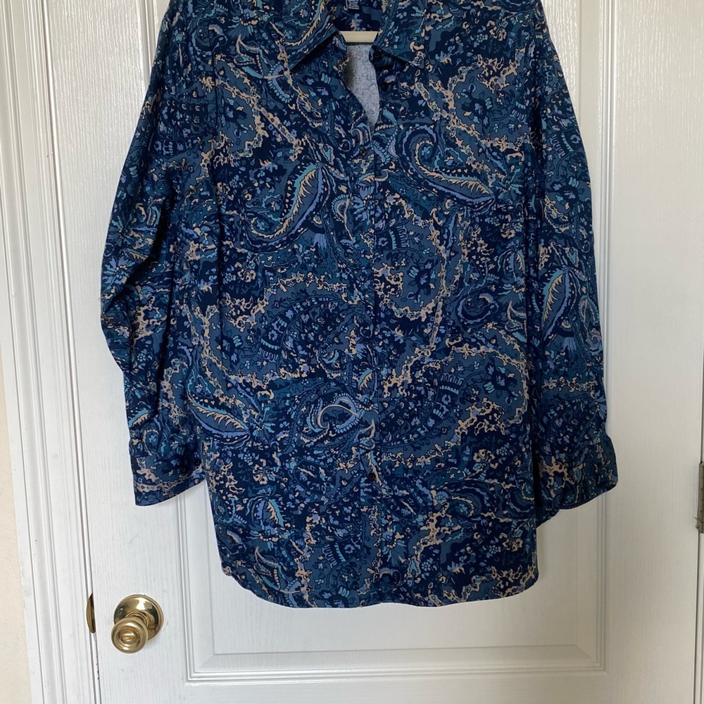 Chaps Navy and Beige Paisley Shirt
